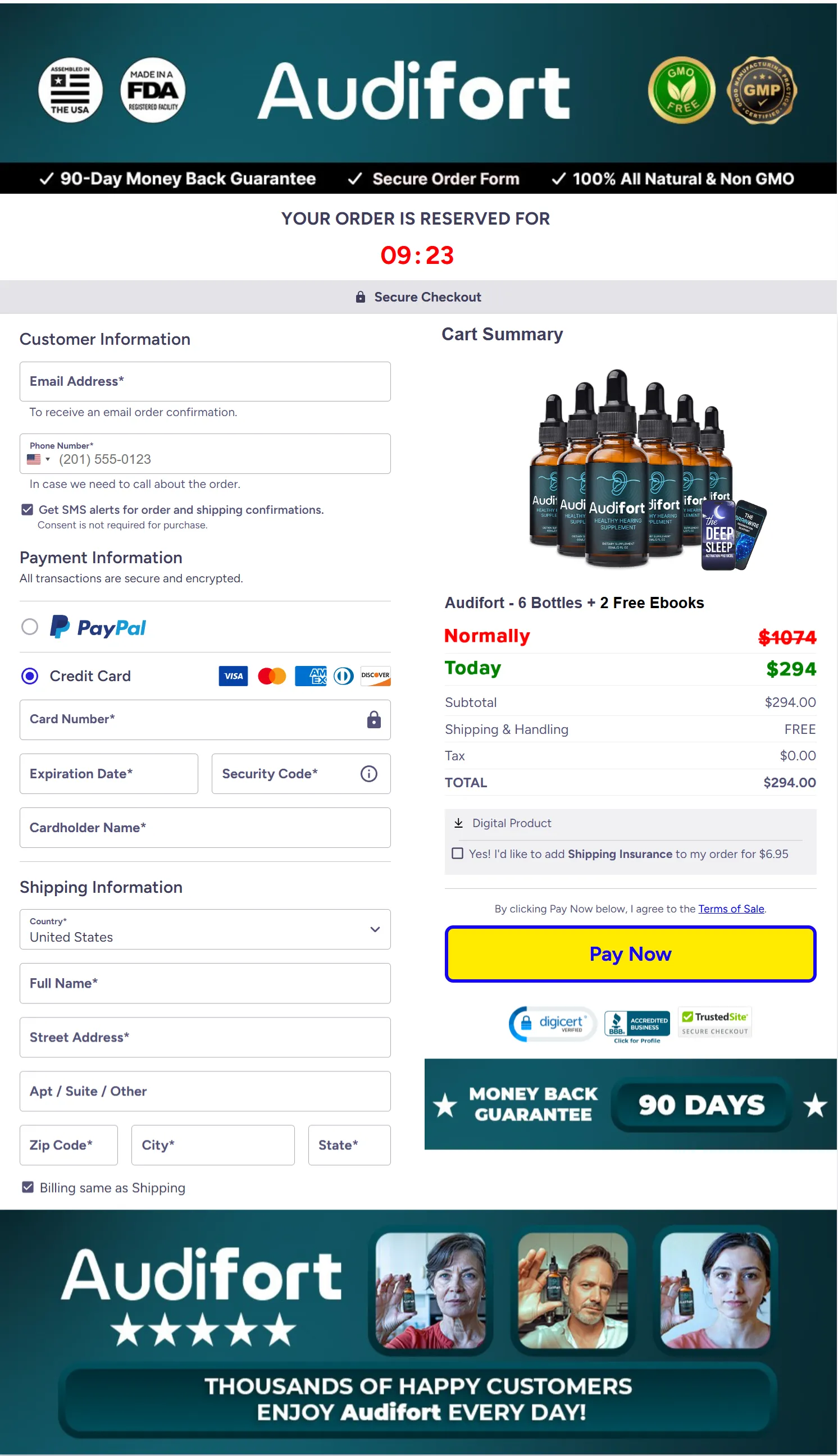 Audifort checkout page